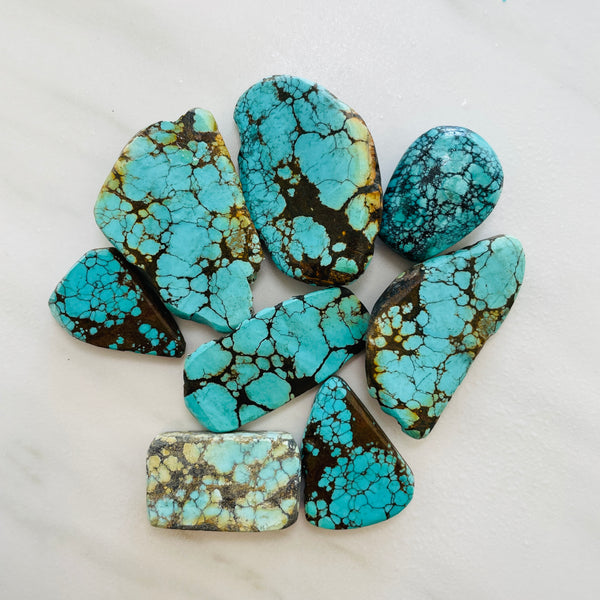 Ocean Blue Rough Natural Treasure Mountain Turquoise Slabs Background