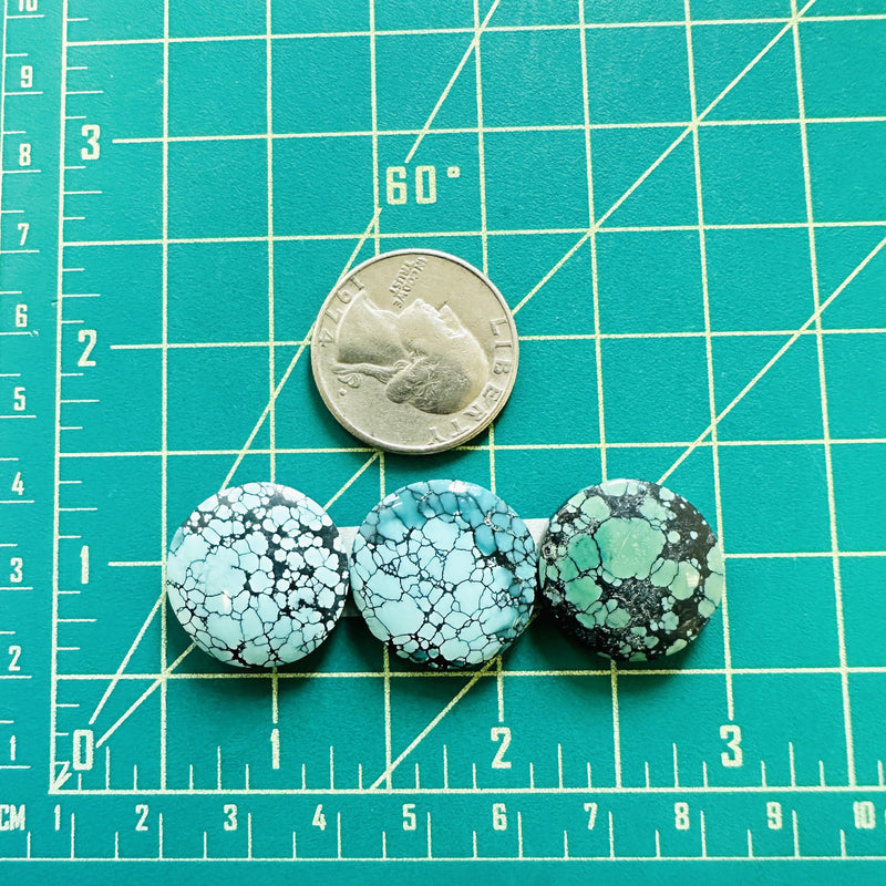 Large Mixed Round Mixed Turquoise, Set of 3 Dimensions