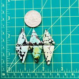 Medium Mixed Triangle Mixed Turquoise, Set of 6 Dimensions