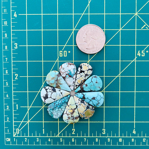 Medium Mixed Teardrop Mixed Turquoise, Set of 9 Dimensions
