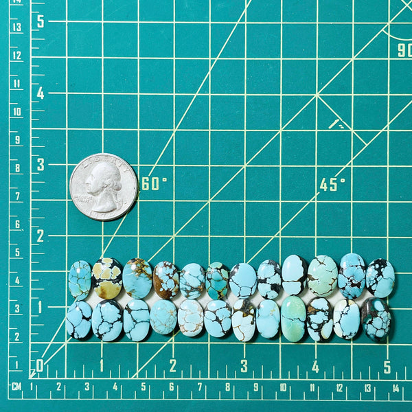 Small Mixed Oval Mixed Turquoise, Set of 24 Dimensions