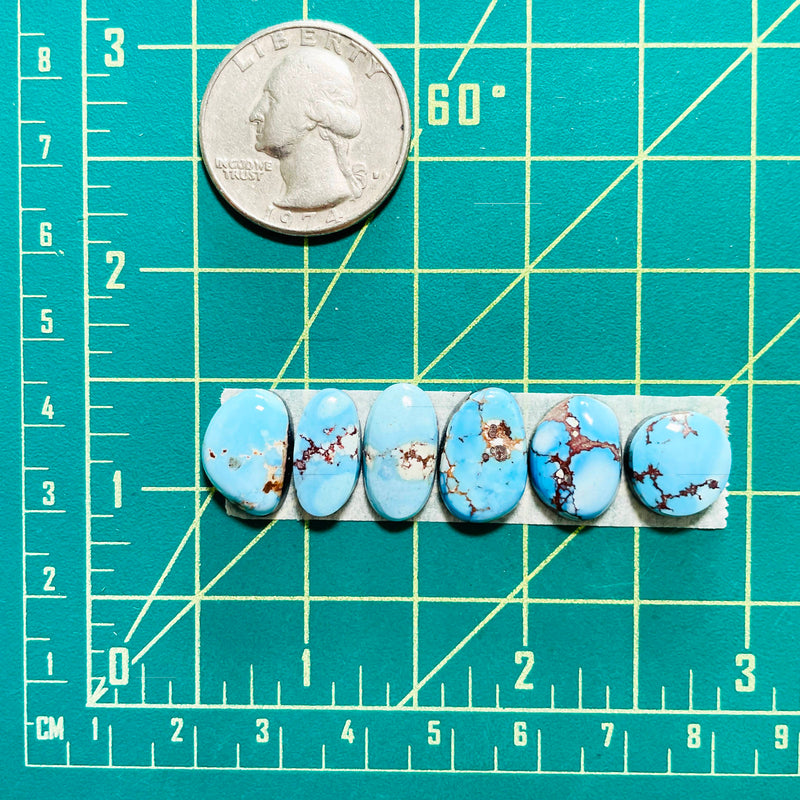 Small Sky Blue Mixed Golden Hills Turquoise, Set of 6 Dimensions