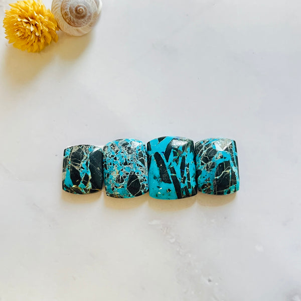 Blue Moon Beads Turquoise Stone Nougat Bead Strand for Jewelry Making, 7  inches