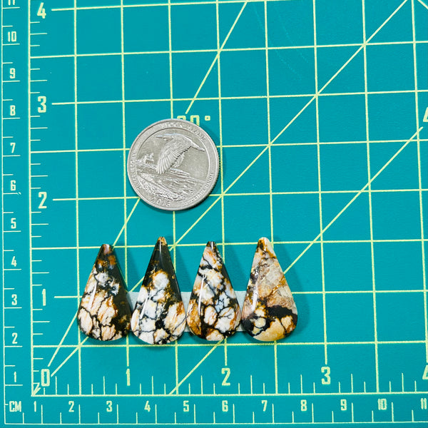 Medium Royal Orange Teardrop Purple Lavender Variscite, Set of 4 Dimensions