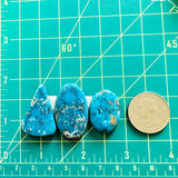 Large Deep Blue Mixed Ithaca Peak Turquoise, Set of 3 Dimensions