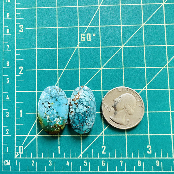 Large Sky Blue Oval Yungai Turquoise, Set of 2 Dimensions