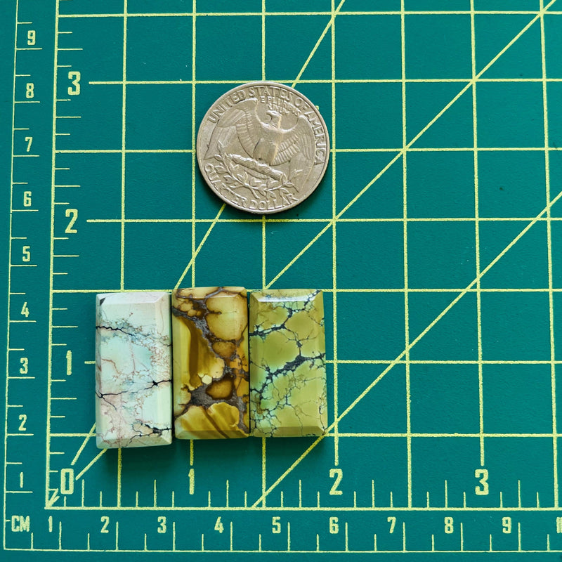 Large Mixed Bar Treasure Mountain Turquoise, Set of 3 Dimensions