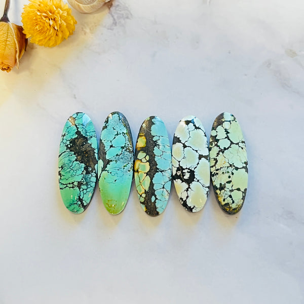 Large Mixed Surfboard Mixed Turquoise, Set of 5 Background