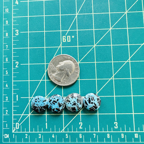 Small Sky Blue Round Yungai Turquoise, Set of 4 Dimensions