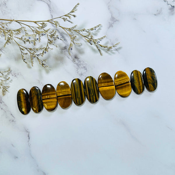 Large Earth Brown Oval Tiger Eye Crystal, Set of 10 Background