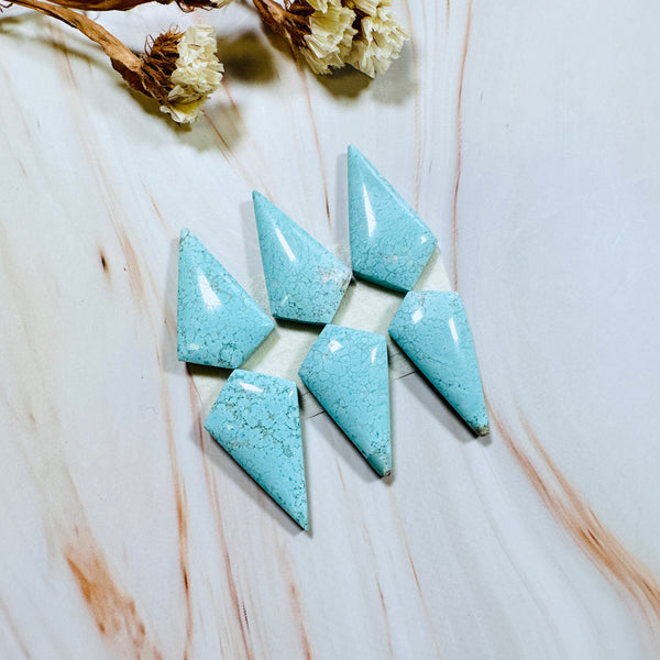 Large Sky Blue Shield Sand Hill Turquoise, Set of 6 Background