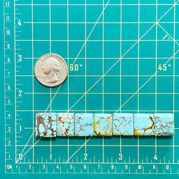 Medium Sky Blue Square Mixed Turquoise, Set of 7 Dimensions