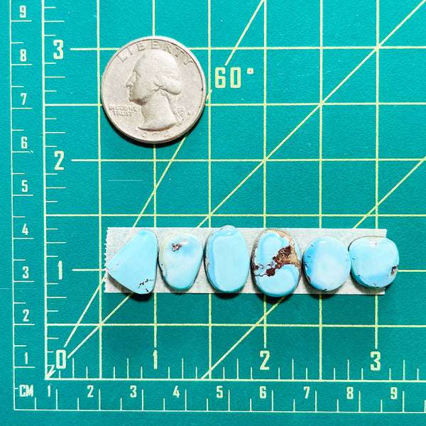 Small Sky Blue Mixed Golden Hills Turquoise, Set of 6 Dimensions