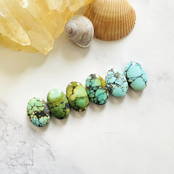 Small Mixed Oval Mixed Turquoise, Set of 6 Background