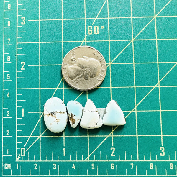 Small Sky Blue Mixed Lone Mountain Turquoise, Set of 4 Dimensions