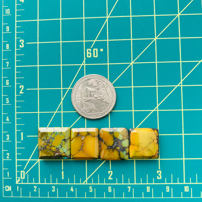 Medium Royal Orange Square Treasure Mountain Turquoise, Set of 4 Dimensions