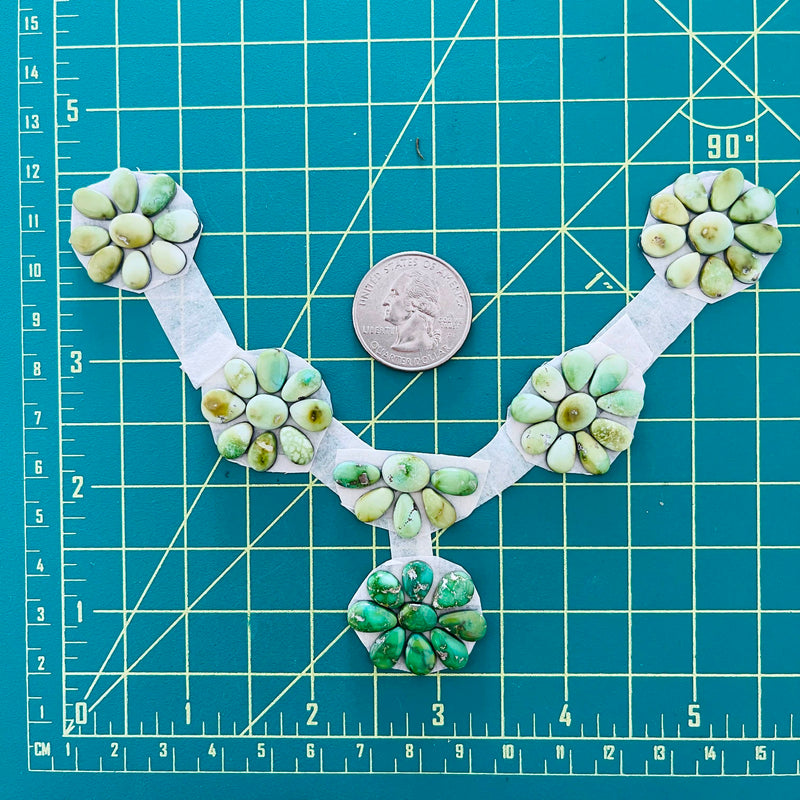 Small Lime Green Oval Sonoran Lime Turquoise, Set of 53 Dimensions