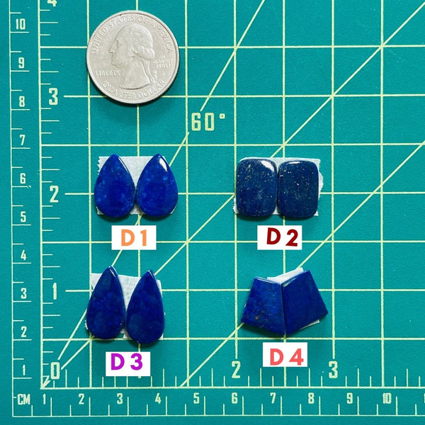 4. Medium Trapezoid Lapis Lazuli, Set of 2 - 073023