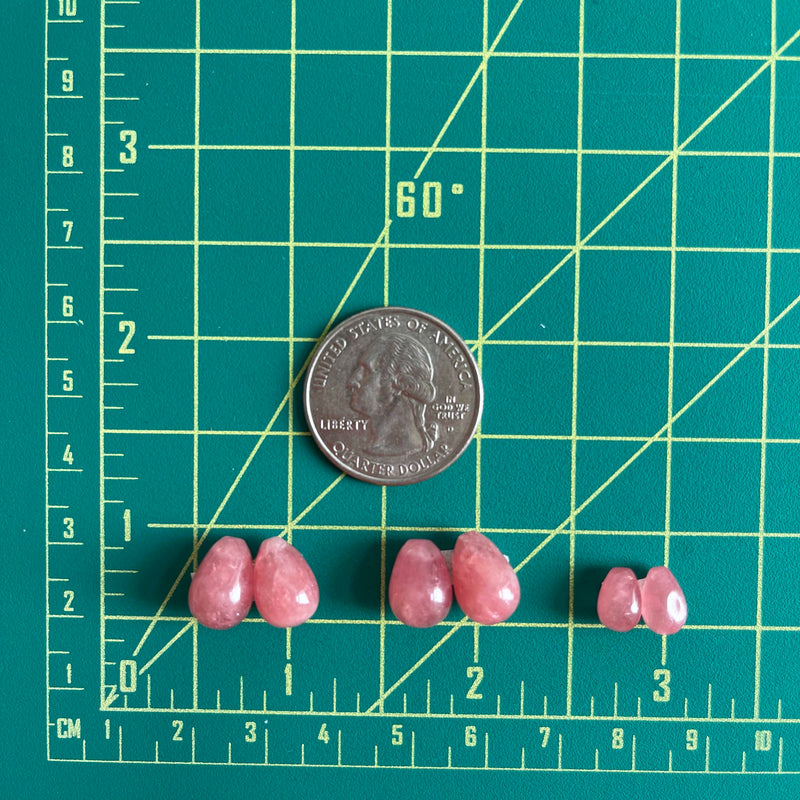 Small Pink Freeform Rhodochrosite, Set of 6 Dimensions