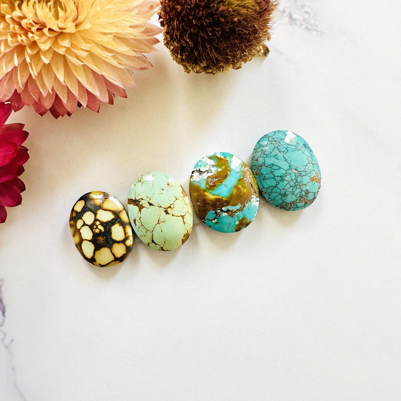 Small Mixed Oval Mixed Turquoise, Set of 4 Background