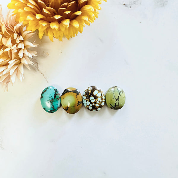 Small Mixed Oval Mixed Turquoise, Set of 4 Background