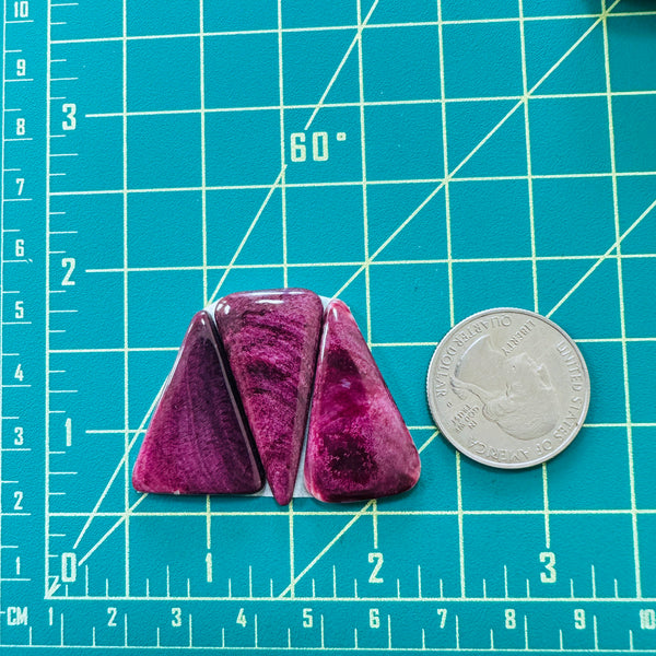 Medium Purple Teardrop Spiny Oyster, Set of 3 Dimensions