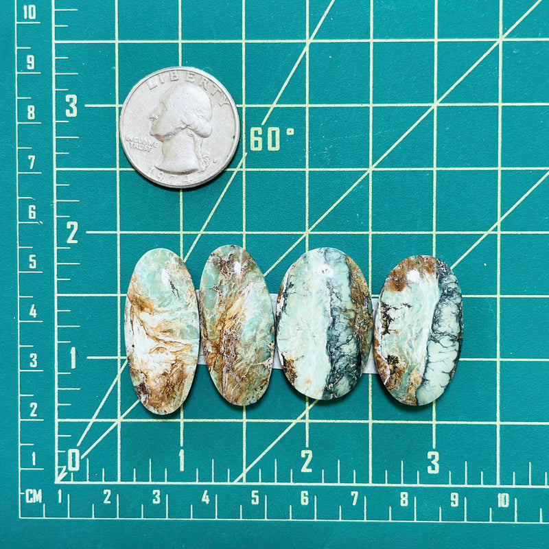 Large Mixed Oval Crescent Lake Variscite, Set of 4 Dimensions