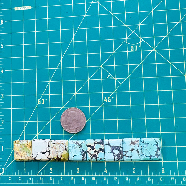 Medium Mixed Square Mixed Turquoise, Set of 8 Dimensions