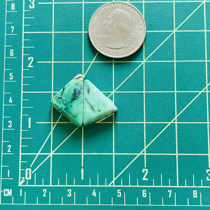 Medium Mint Green Triangle Crescent Lake Variscite, Set of 2 Dimensions