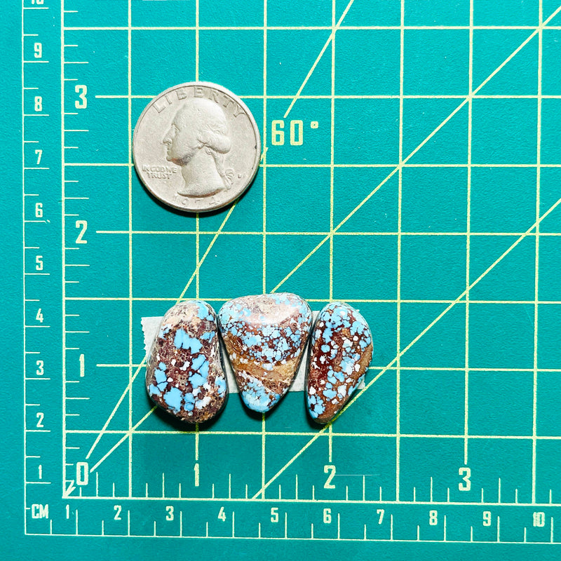 Large Sky Blue Mixed Golden Hills Turquoise, Set of 3 Dimensions
