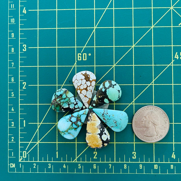 Medium Mixed Teardrop Mixed Turquoise, Set of 6 Dimensions