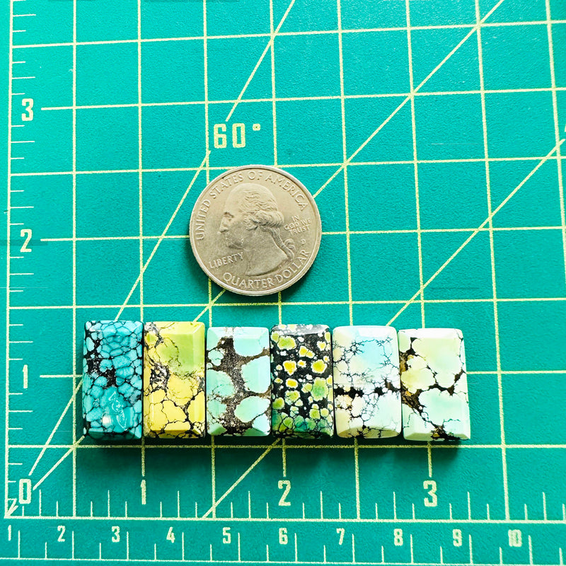 Medium Mixed Bar Mixed Turquoise, Set of 6 Dimensions