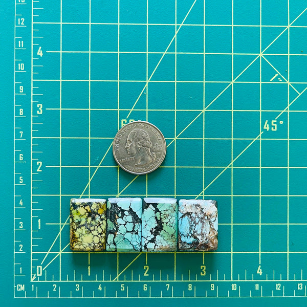 Medium Mixed Bar Wild Horse Turquoise, Set of 4 Dimensions