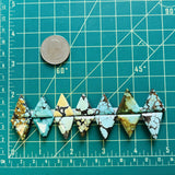 Medium Mixed Triangle Mixed Turquoise, Set of 14 Dimensions