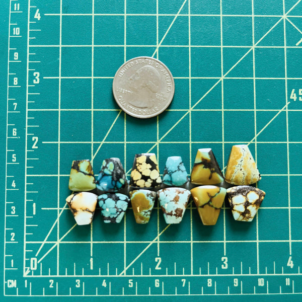 Small Mixed Petal Mixed Turquoise, Set of 12 Dimensions