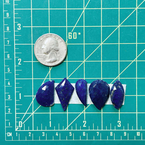 Medium Deep Blue Mixed Lapis Lazuli, Set of 5 Dimensions