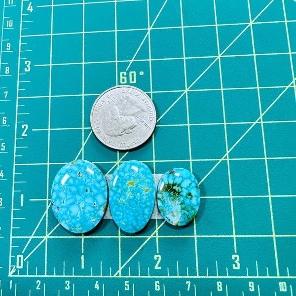 Large Ocean Blue Oval Kingman Turquoise, Set of 3 Dimensions