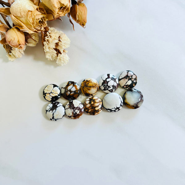 Small Earth Brown Round Purple Lavender Variscite, Set of 10 Background