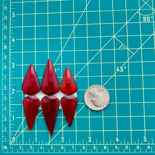 Large Red Teardrop Rosarita, Set of 6 Dimensions