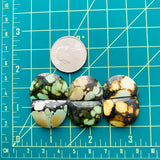 Large Deep Green Half Moon Bamboo Mountain Turquoise, Set of 6 Dimensions