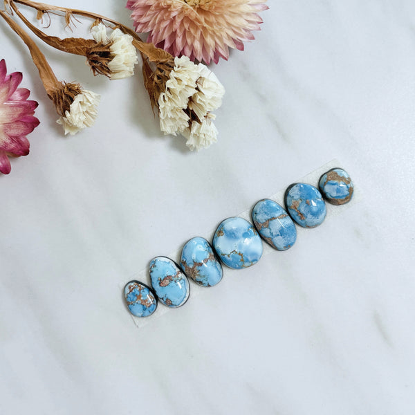Small Sky Blue Freeform Golden Hills Turquoise, Set of 7 Background