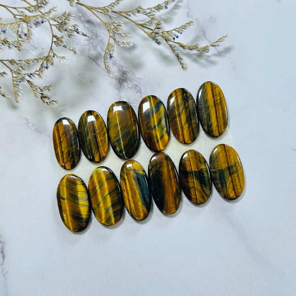 Large Earth Brown Oval Tiger Eye Crystal, Set of 12 Background