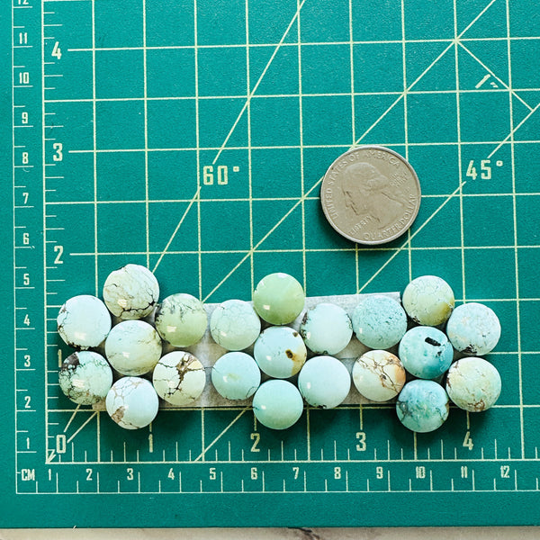 Small Mixed Round Mixed Turquoise, Set of 21 Dimensions