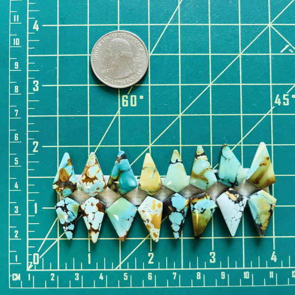 Small Mixed Shield Mixed Turquoise, Set of 16 Dimensions