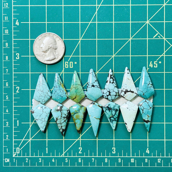 Large Mixed Shield Mixed Turquoise, Set of 14 Dimensions