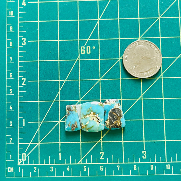 Small Ocean Blue Mixed Lone Mountain Turquoise, Set of 3 Dimensions