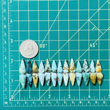 Small Mixed Teardrop Mixed Turquoise, Set of 26 Dimensions