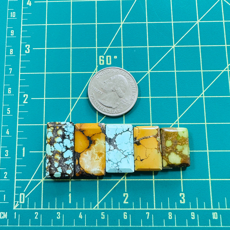 Medium Mixed Bar Mixed Turquoise, Set of 5 Dimensions