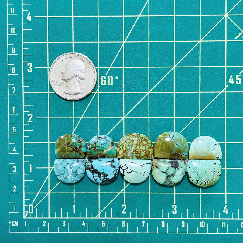 Medium Mixed Half Moon Mixed Turquoise, Set of 10 Dimensions