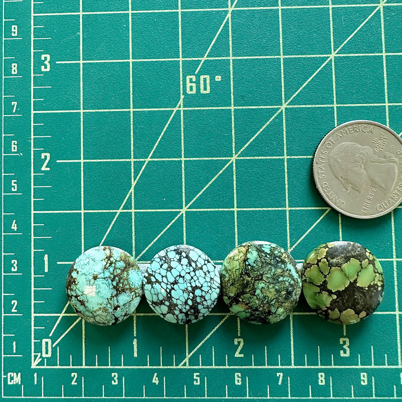Large Mixed Round Mixed Turquoise, Set of 4 Dimensions